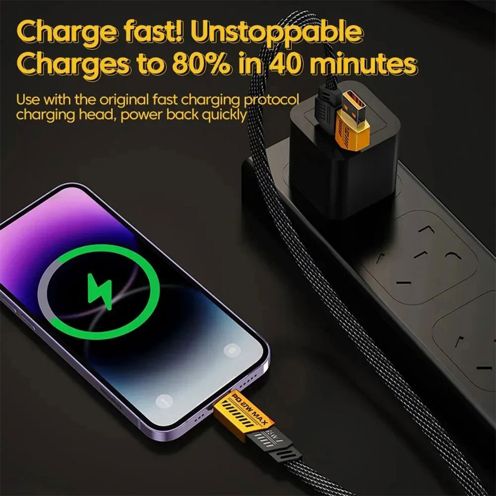 Câble de charge multifonction en nylon tressé durable 4 en 1 à double tête – شاحن سريع ومتين متعدد المنافذ