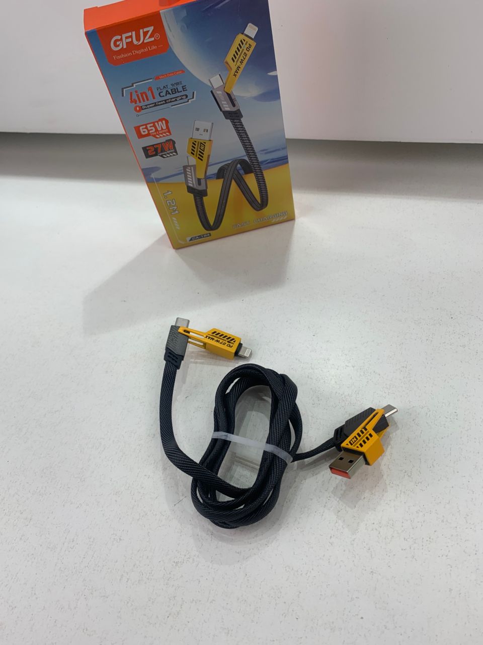 Câble de charge multifonction en nylon tressé durable 4 en 1 à double tête – شاحن سريع ومتين متعدد المنافذ