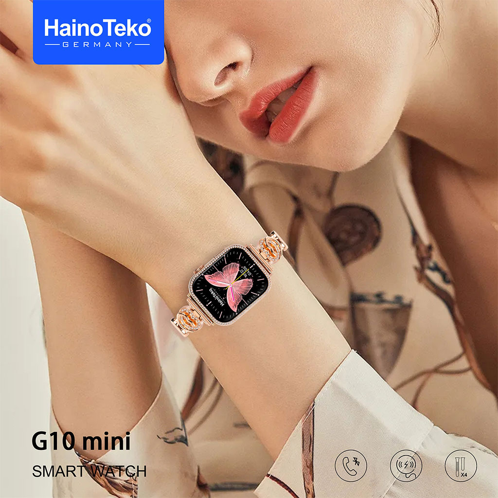 Haino Teko Germany G10 Mini Amoled Display 4 paires de bracelets – ساعة ذكية للنساء