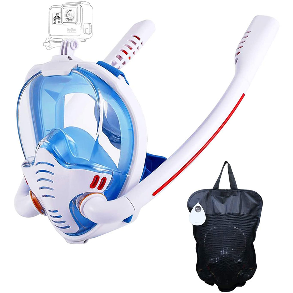 Masque de plongée double tuba avec support caméra V2