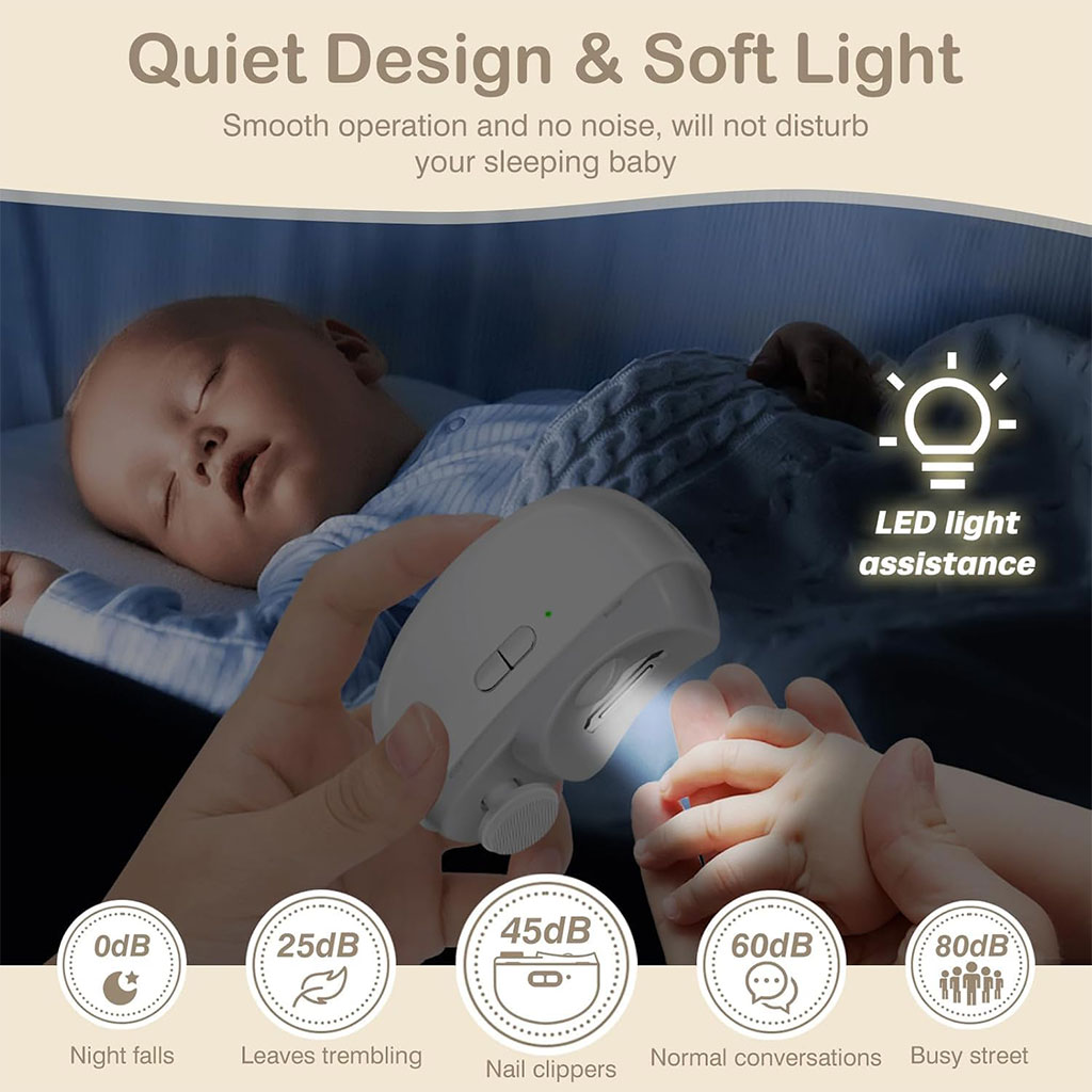 جهاز تقليم أظافر كهربائي 2 في 1 مع إضاءة LED