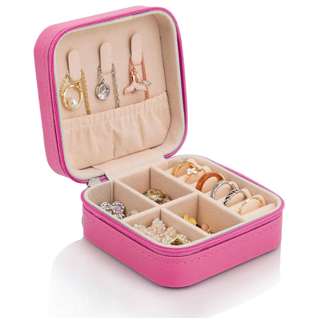 Firla mini leather jewelry box with zipper