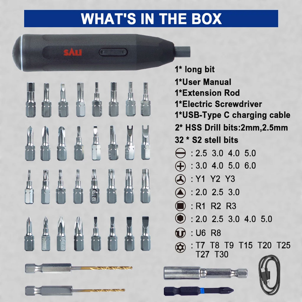 SALI 39-in-1 Cordless Electric Screwdriver, 1200mAh Lithium Battery
