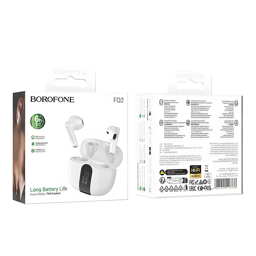 Borofone Écouteurs sans fil FQ2 Hi-Fi Audio – سماعات لاسلكية أصلية