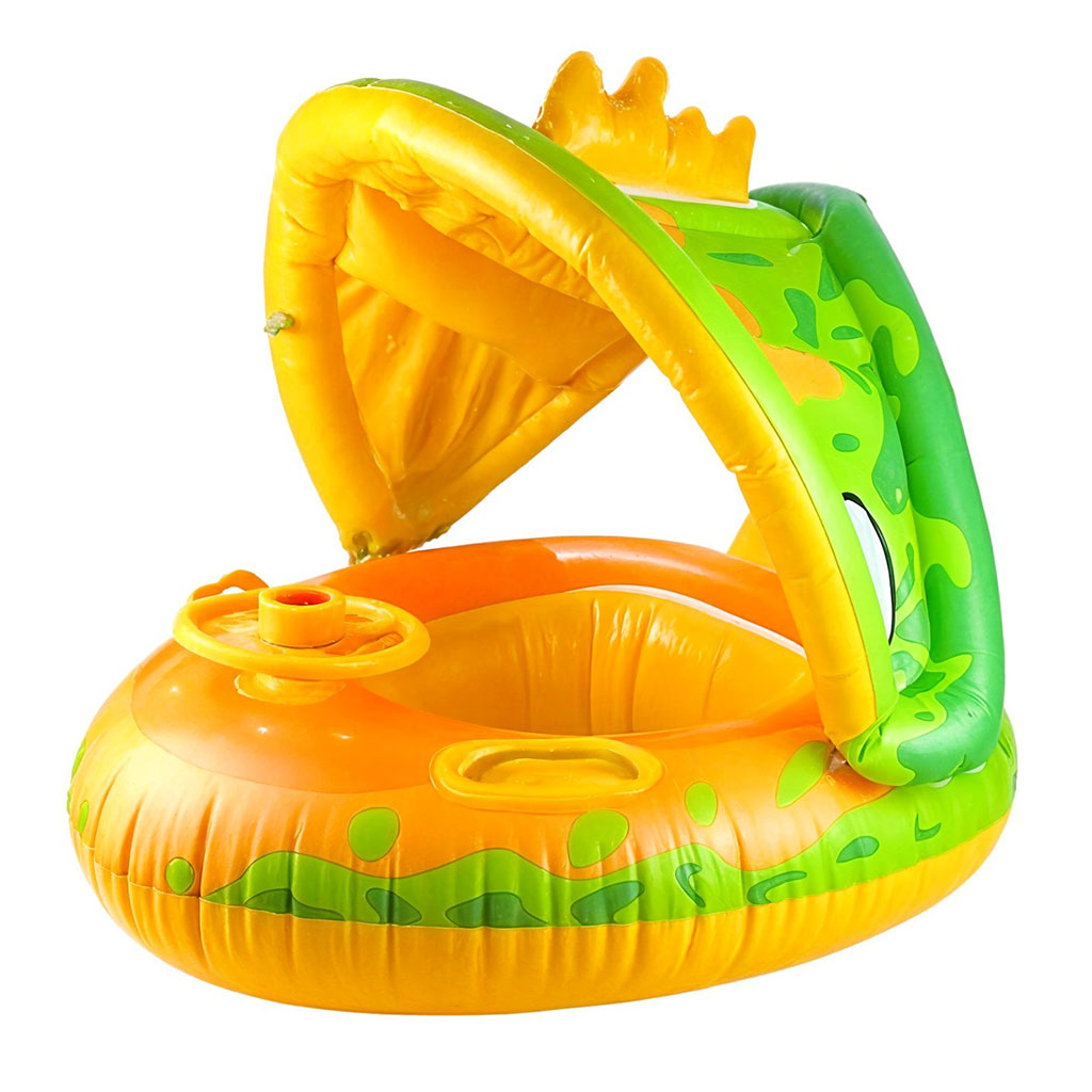Bouée de natation gonflable pour bébé avec toit et klaxon