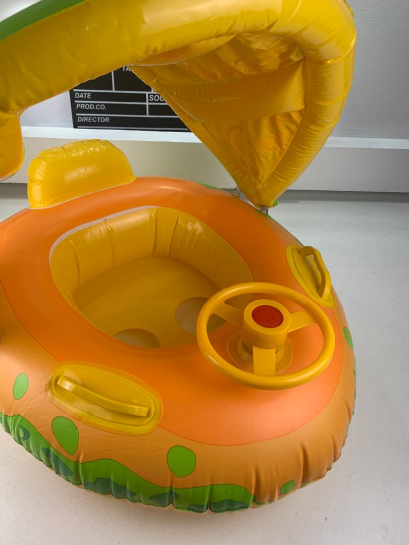 Bouée de natation gonflable pour bébé avec toit et klaxon