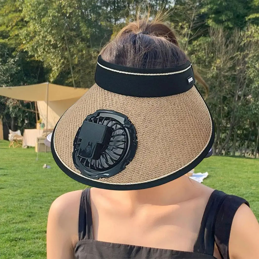 Summer cap with solar cooling fan
