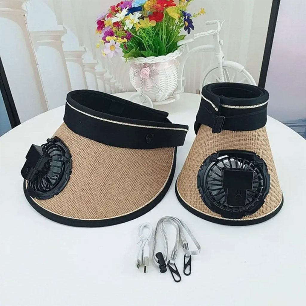 Summer cap with solar cooling fan