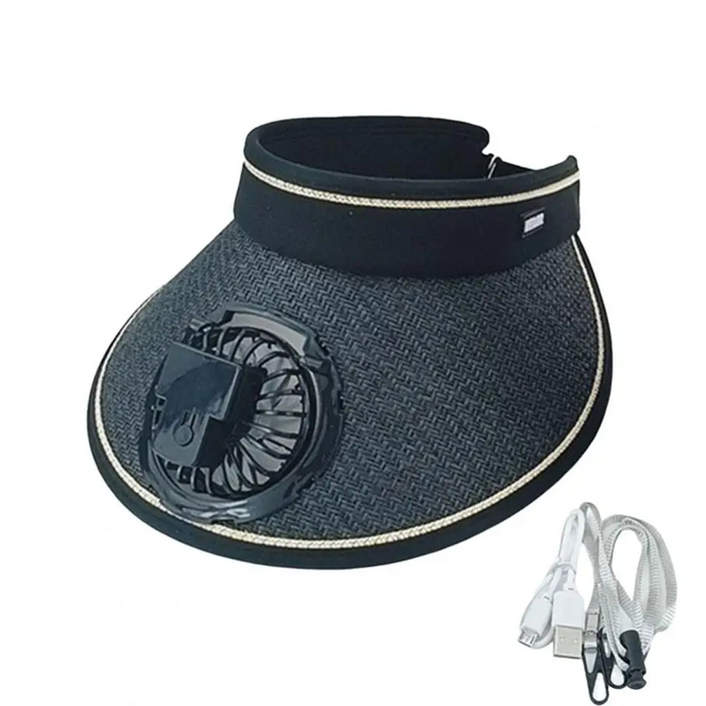 Summer cap with solar cooling fan