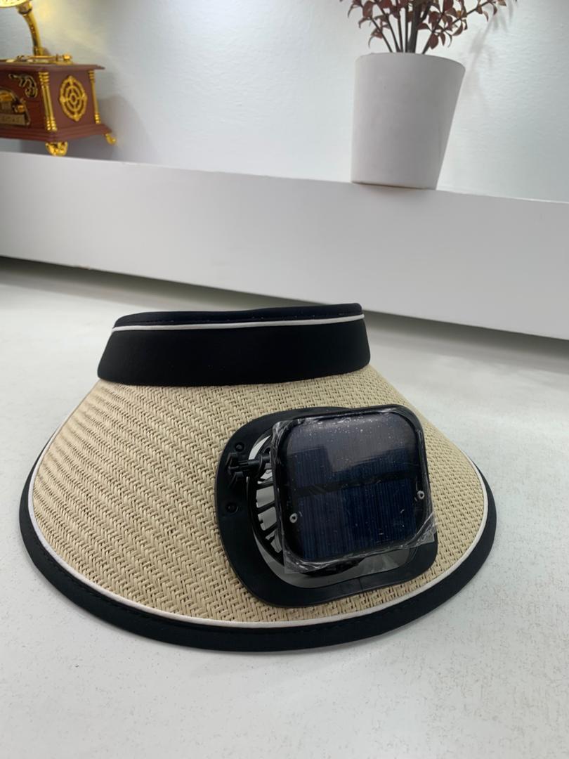 Summer cap with solar cooling fan