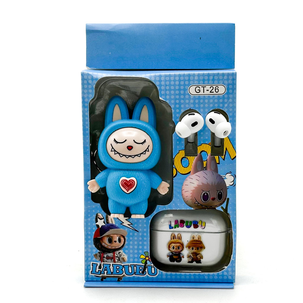 Écouteurs Bluetooth sans fil LABUBU – Édition limitée avec étui et porte-clés – طقم سماعات مع حامل مفاتيح