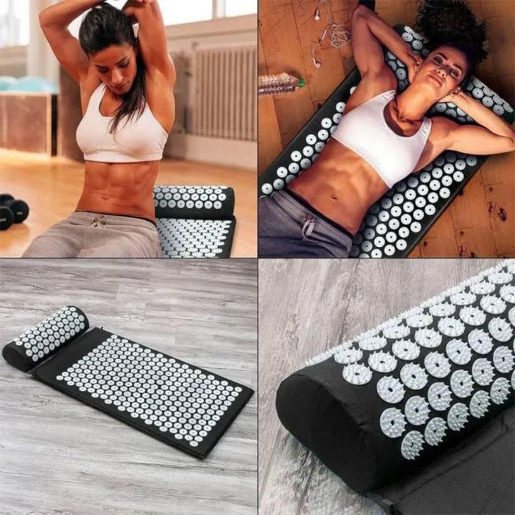 Acupressure Mat and Pillow Set with Storage Bag