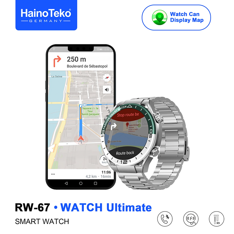 Smart Watch Haino Teko RW67 avec Fonction de Lecture de Maps – ساعة ذكية أصلية