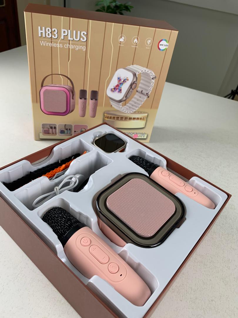 Pack Smart Watch et Haut Parleur Karaoké avec deux microphone – عرض خاص مكبر صوت كاريوكي مع ساعة ذكية