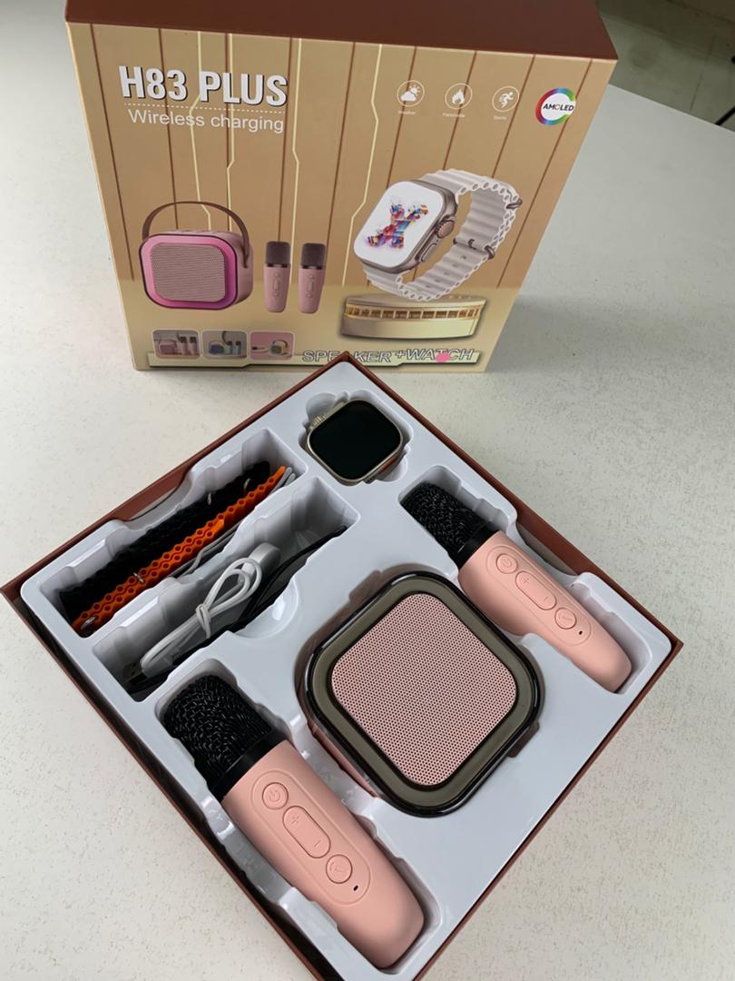 Pack Smart Watch et Haut Parleur Karaoké avec deux microphone – عرض خاص مكبر صوت كاريوكي مع ساعة ذكية