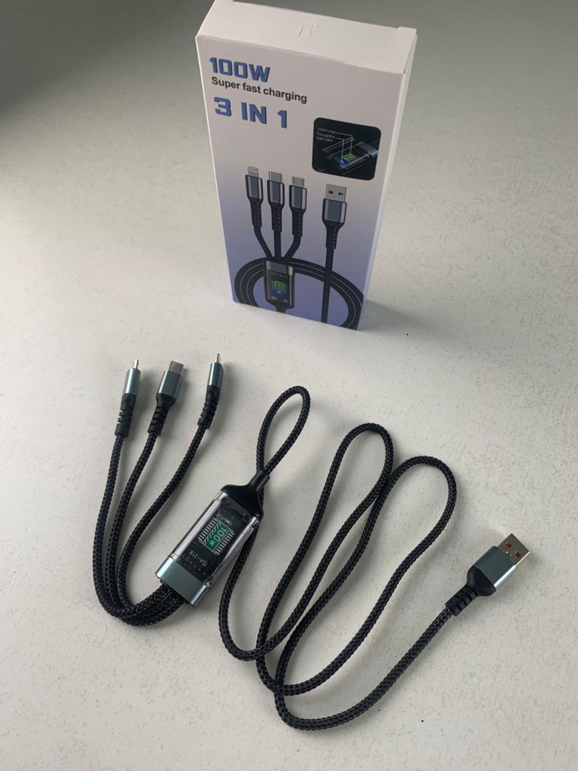 Câble USB 3en1 100W Charge rapide pour tout Type de Smartphone – كابل شحن سريع