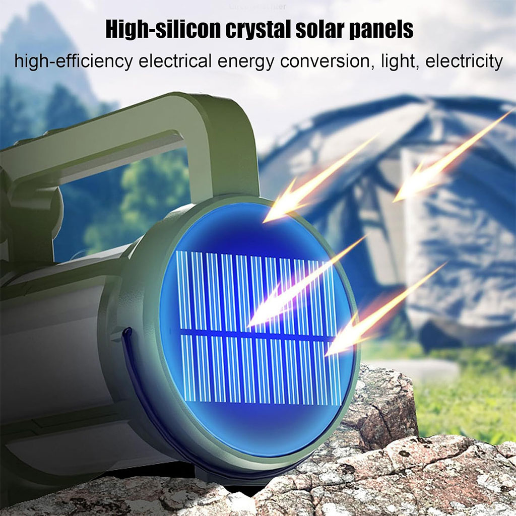 Rechargeable LED camping lantern with fan and 4 light modes