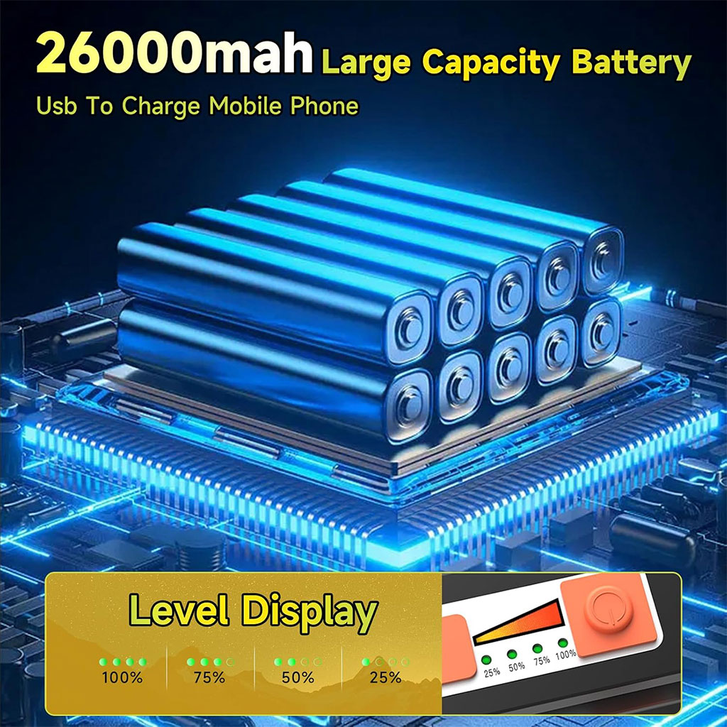 مصباح LED شمسي محمول وقابل للشحن 300 واط مغناطيسي