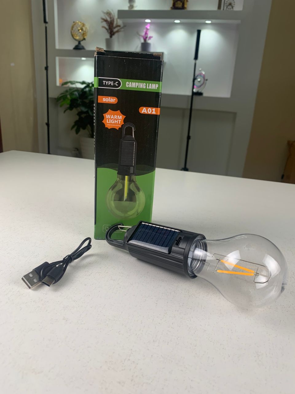 Lampe de camping solaire étanche T01-B, 3 modes d'éclairage