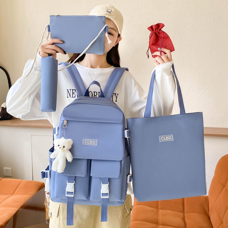 Ensemble de sacs d’école Kawai pour adolescents 5Pcs CLBD V2 Bleu – محفظة 5 قطع كاواي أزرق