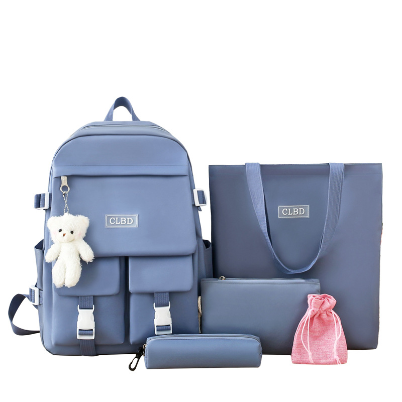 Ensemble de sacs d’école Kawai pour adolescents 5Pcs CLBD V2 Bleu – محفظة 5 قطع كاواي أزرق