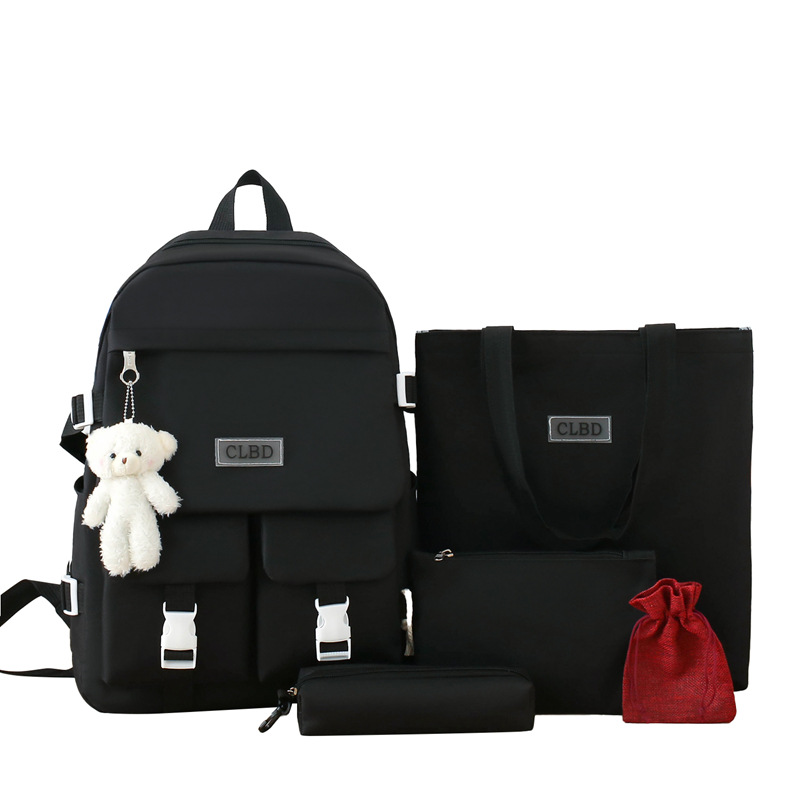 Ensemble de sacs d’école Kawai pour adolescents 5Pcs CLBD V2 Noir – محفظة 5 قطع كاواي أسود