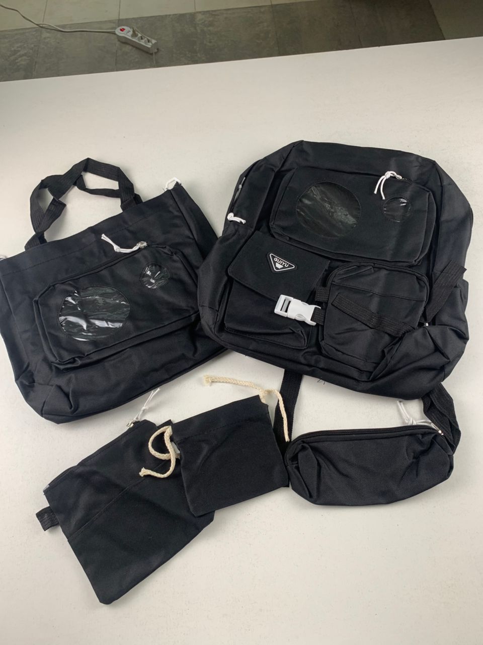 Ensemble de sacs d’école Kawai pour adolescents 5Pcs Guiyu V2 Noir – محفظة 5 قطع كاواي أسود