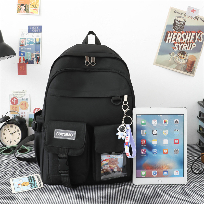 Ensemble de sacs d’école Kawai pour adolescents 4Pcs Guiyu V3 Noir – محفظة 4 قطع كاواي أسود