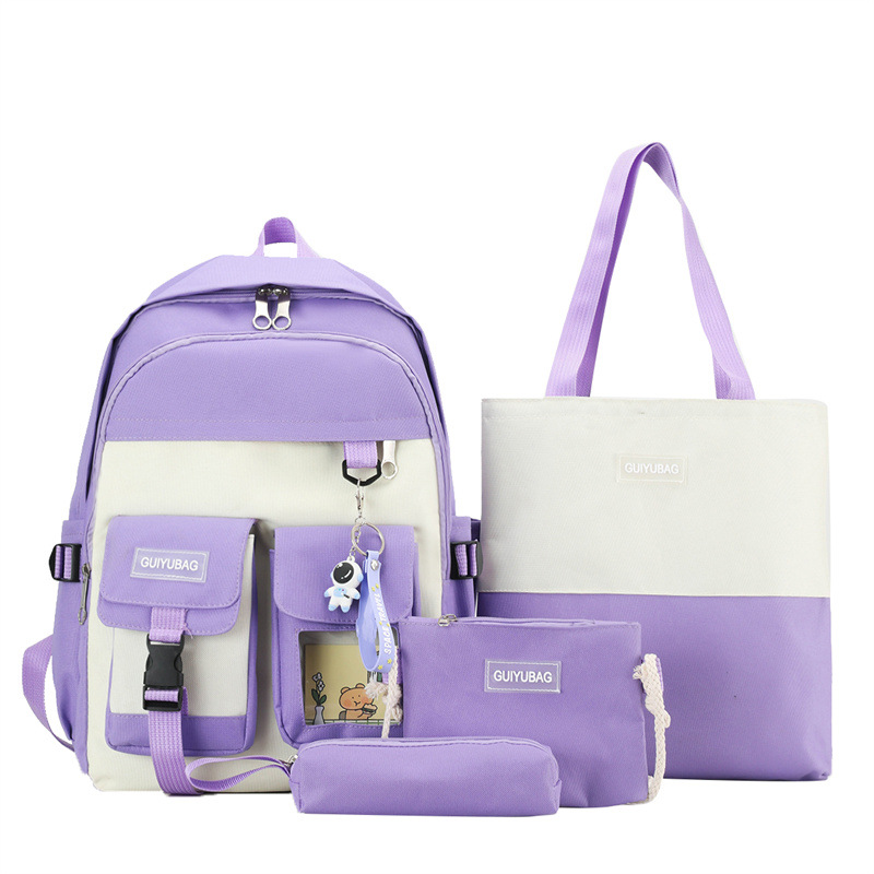 Ensemble de sacs d’école Kawai pour adolescents 4Pcs Guiyu V3 Mauve – محفظة 4 قطع كاواي بنفسجي