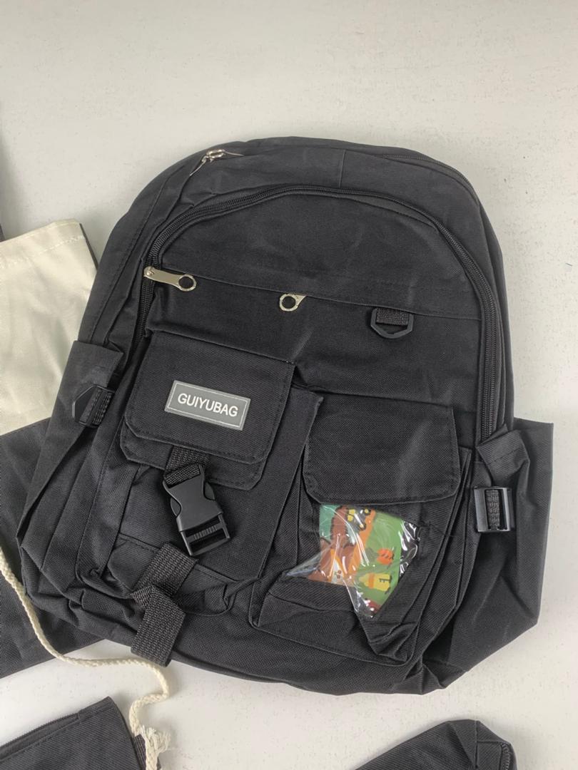 Ensemble de sacs d’école Kawai pour adolescents 4Pcs Guiyu V3 Noir – محفظة 4 قطع كاواي أسود