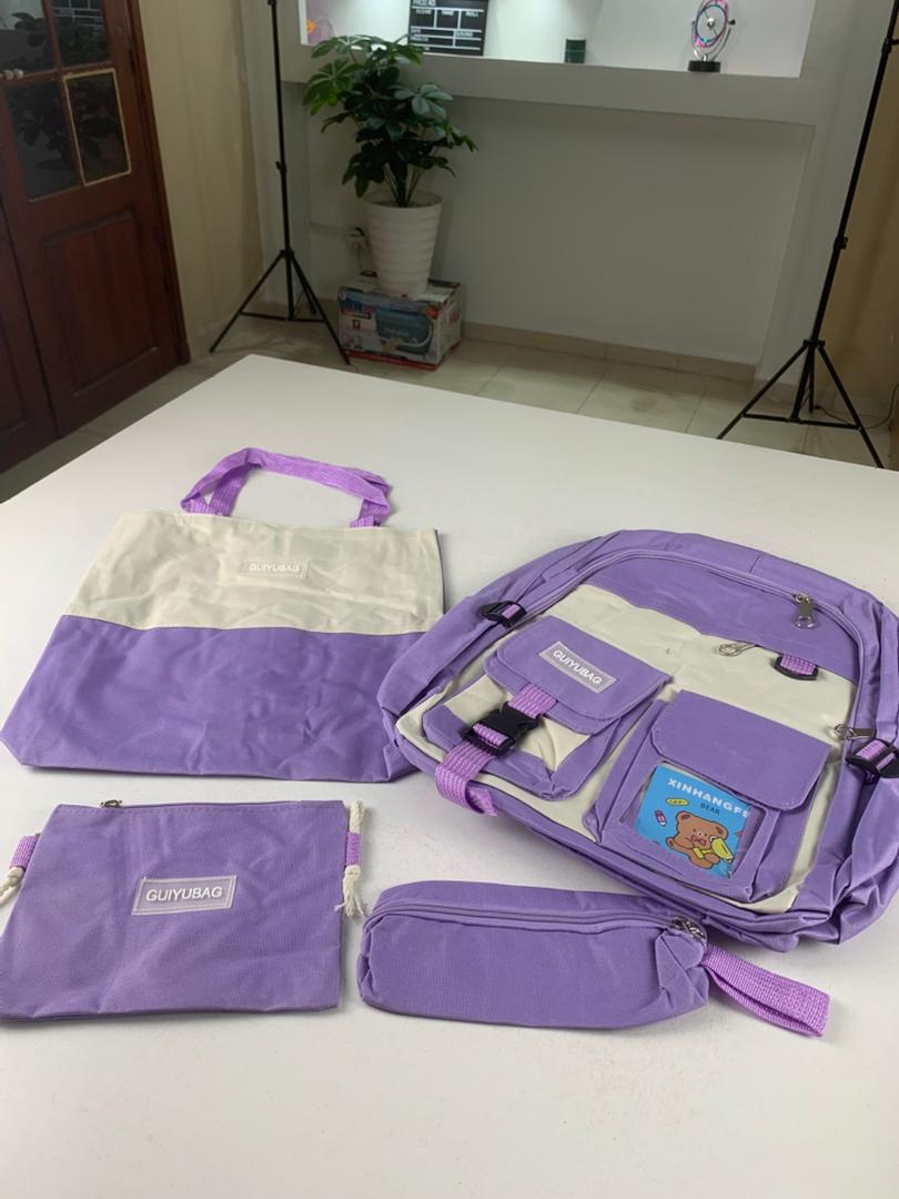 Ensemble de sacs d’école Kawai pour adolescents 4Pcs Guiyu V3 Mauve – محفظة 4 قطع كاواي بنفسجي