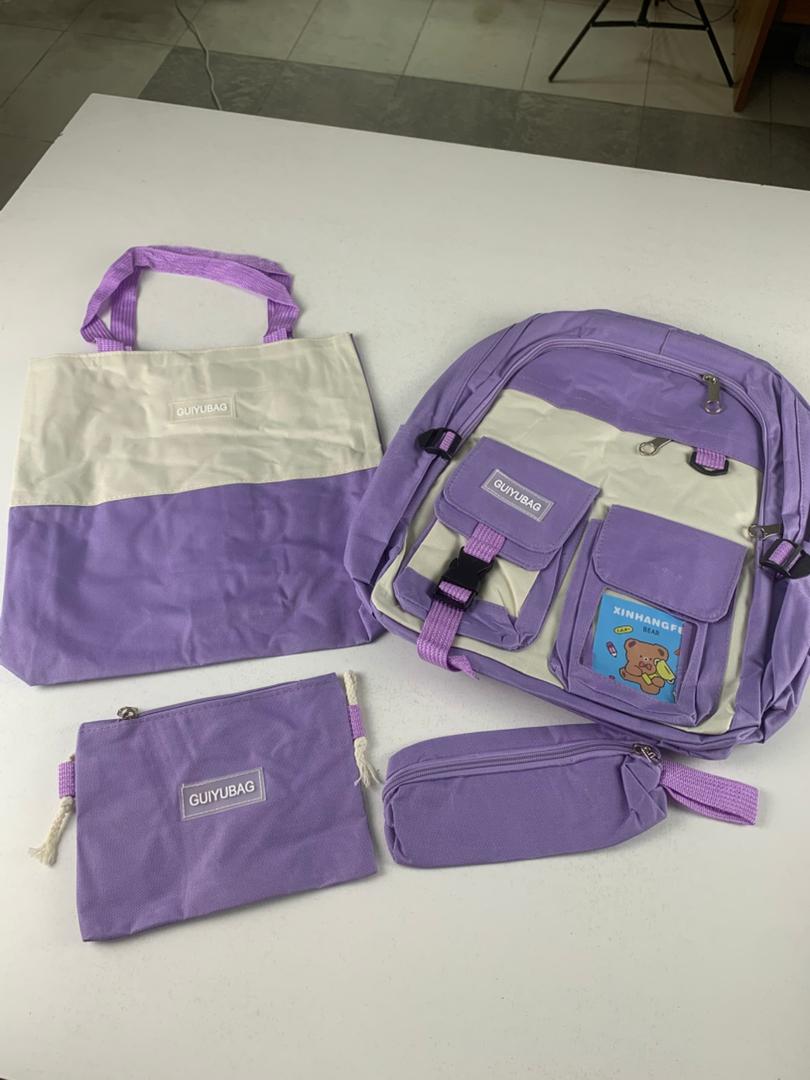 Ensemble de sacs d’école Kawai pour adolescents 4Pcs Guiyu V3 Mauve – محفظة 4 قطع كاواي بنفسجي