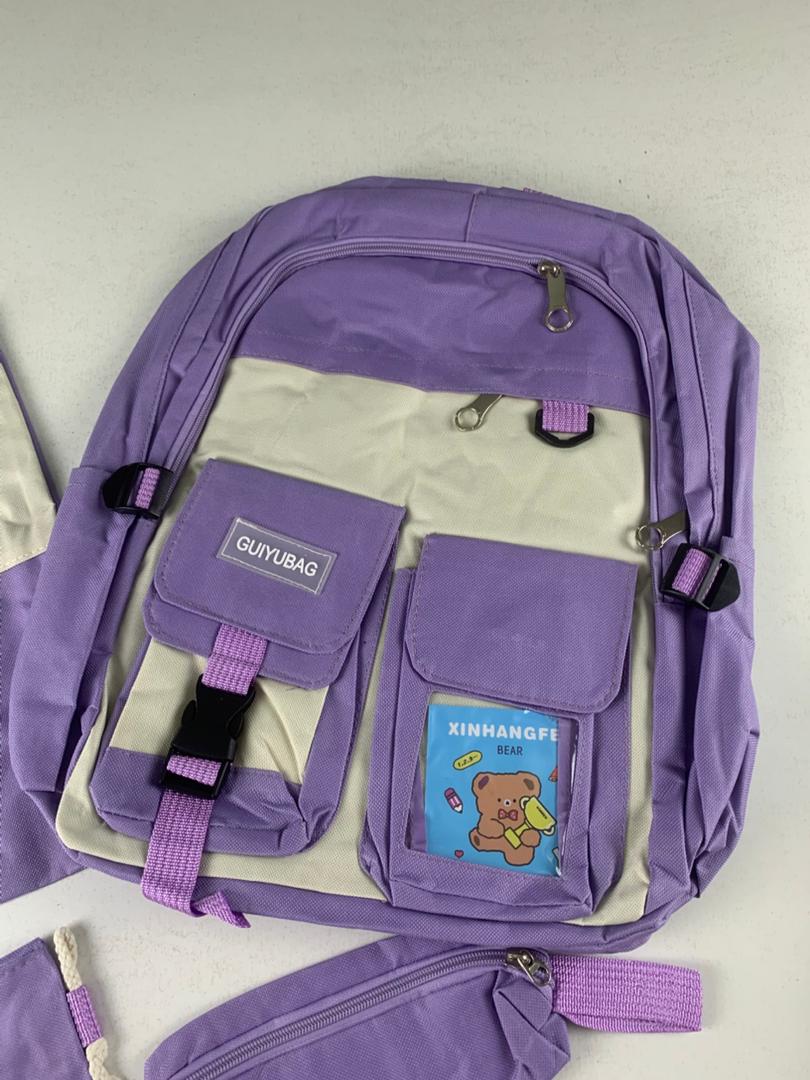 Ensemble de sacs d’école Kawai pour adolescents 4Pcs Guiyu V3 Mauve – محفظة 4 قطع كاواي بنفسجي