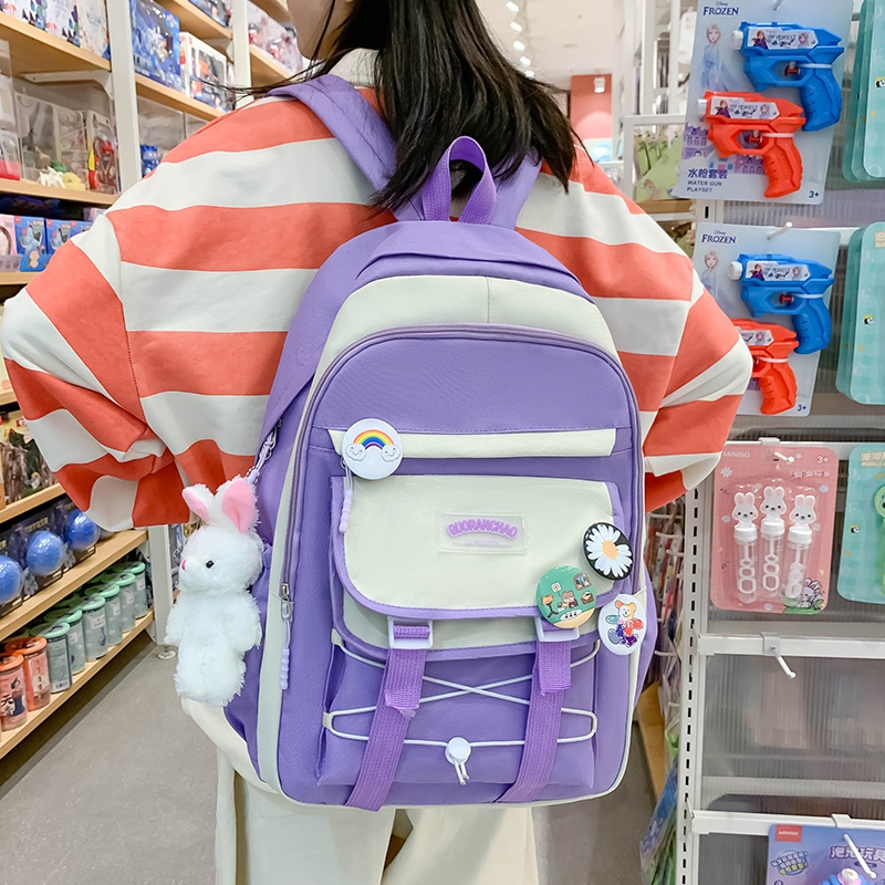 Ensemble de sacs d’école Kawai pour adolescents 4Pcs GUORANCHAO Mauve – محفظة 4 قطع كاواي بنفسجي