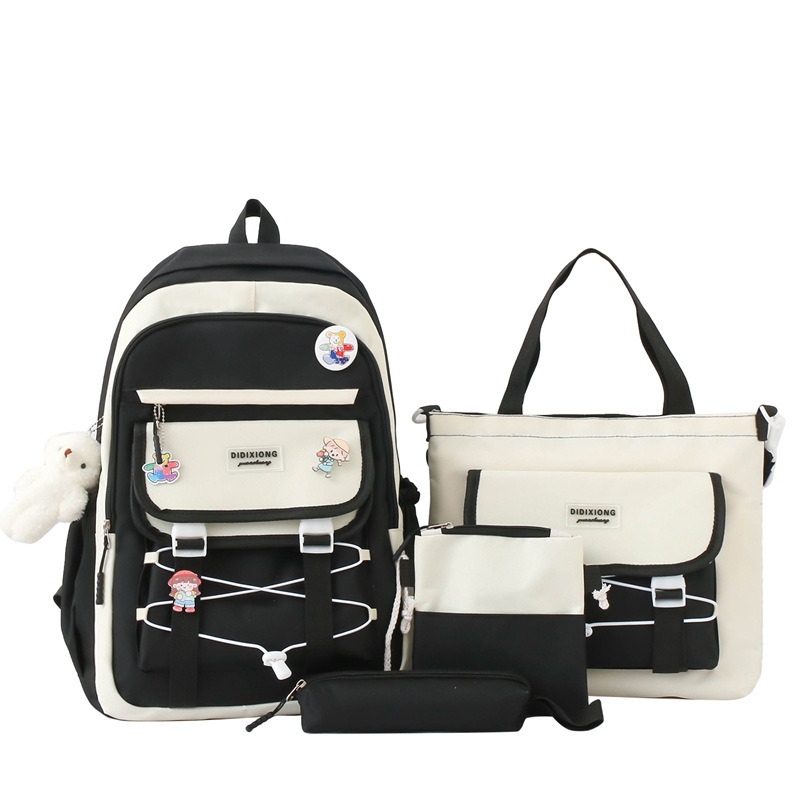 Ensemble de sacs d’école Kawai pour adolescents 4Pcs GUORANCHAO Noir – محفظة 4 قطع كاواي أسود