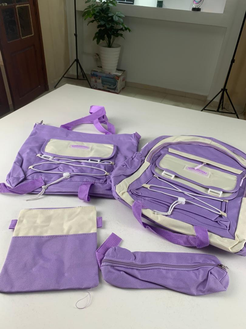 Ensemble de sacs d’école Kawai pour adolescents 4Pcs GUORANCHAO Mauve – محفظة 4 قطع كاواي بنفسجي