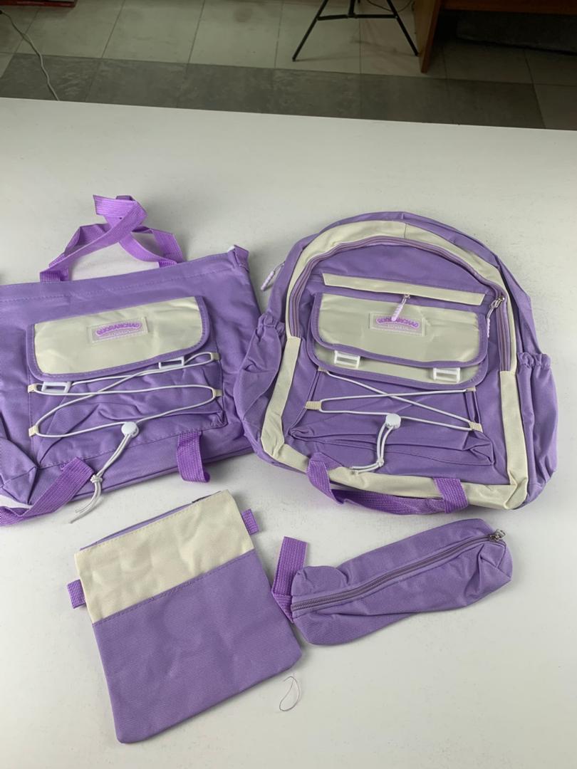 Ensemble de sacs d’école Kawai pour adolescents 4Pcs GUORANCHAO Mauve – محفظة 4 قطع كاواي بنفسجي