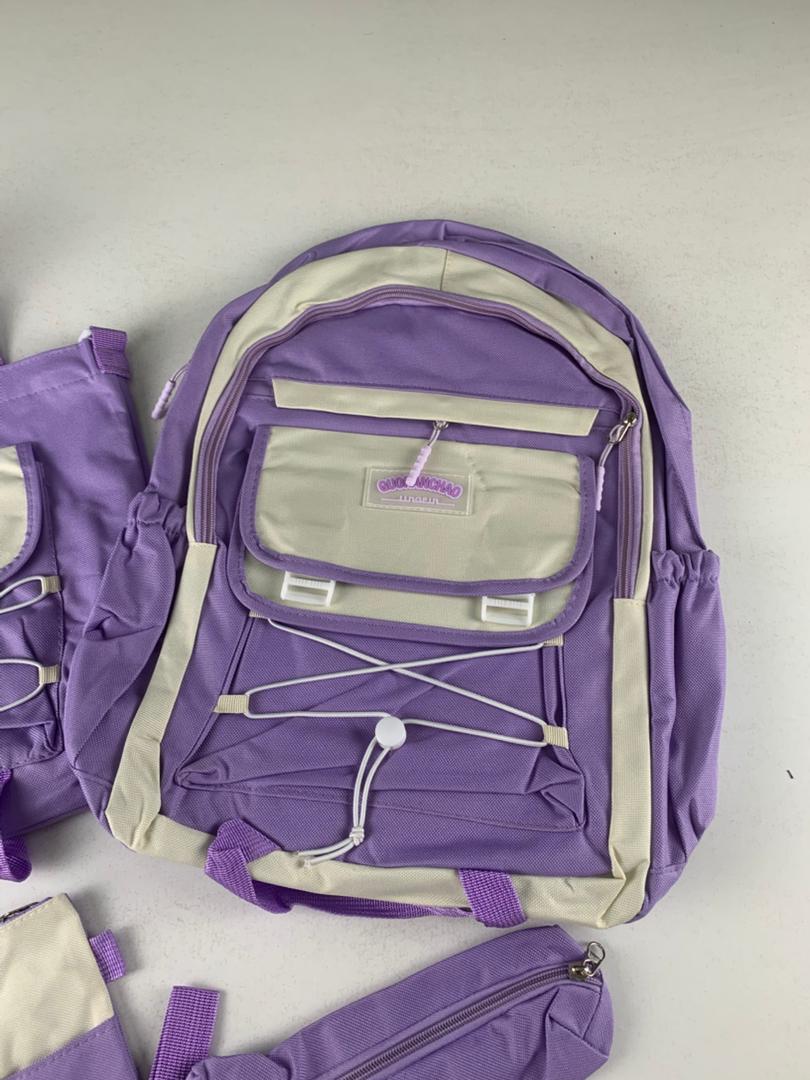 Ensemble de sacs d’école Kawai pour adolescents 4Pcs GUORANCHAO Mauve – محفظة 4 قطع كاواي بنفسجي