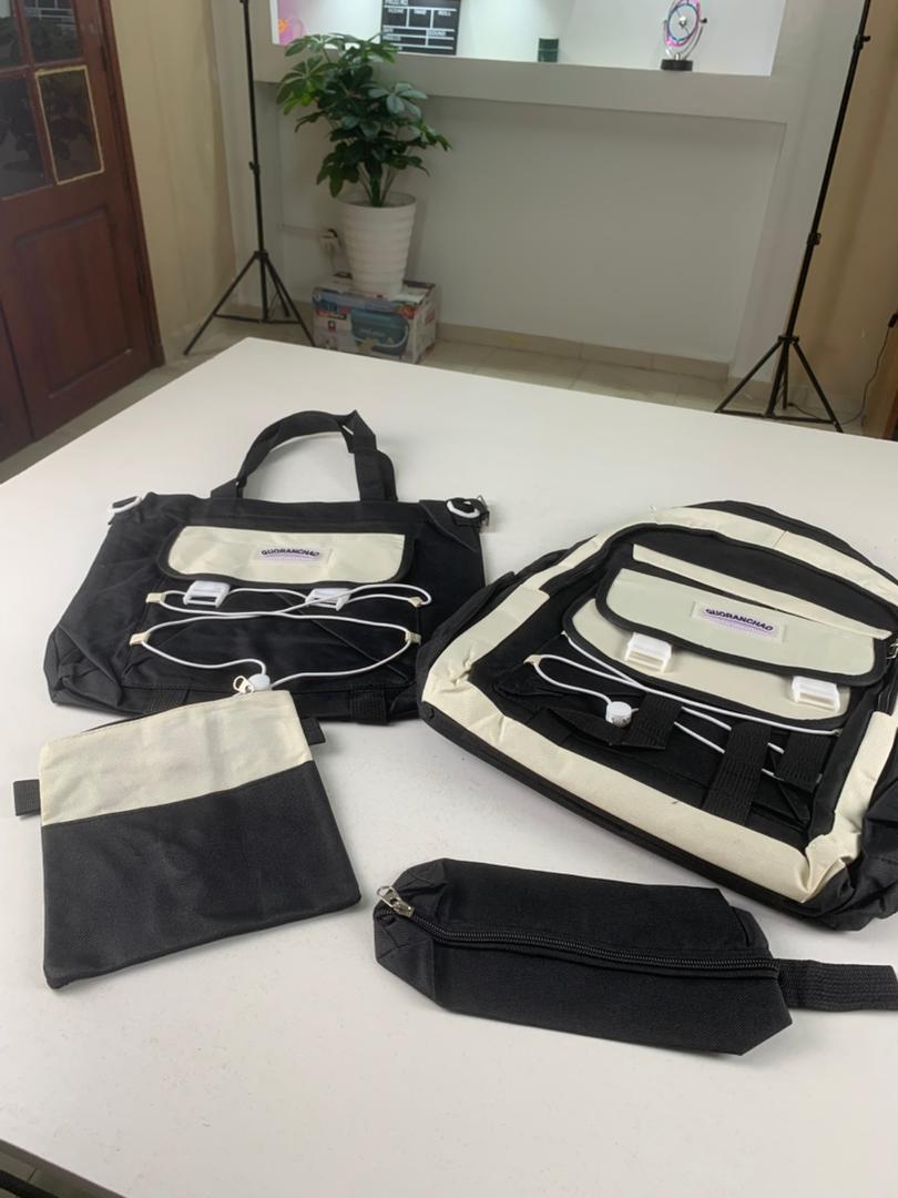 Ensemble de sacs d’école Kawai pour adolescents 4Pcs GUORANCHAO Noir – محفظة 4 قطع كاواي أسود