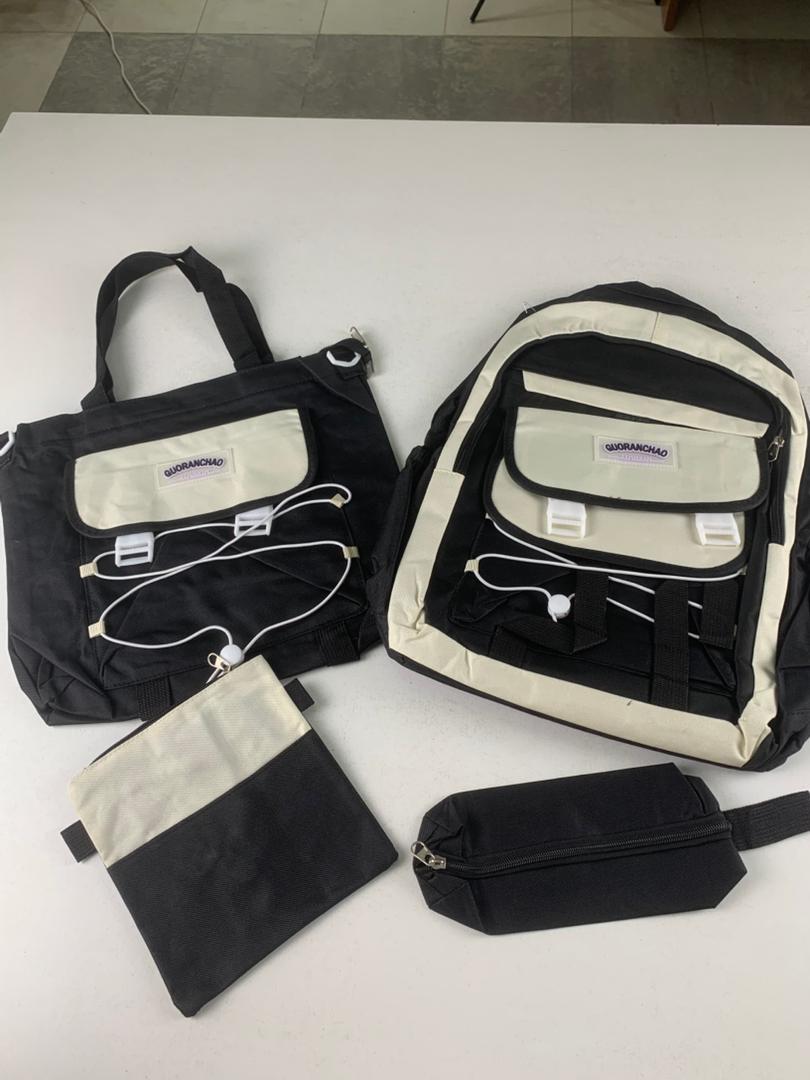 Ensemble de sacs d’école Kawai pour adolescents 4Pcs GUORANCHAO Noir – محفظة 4 قطع كاواي أسود