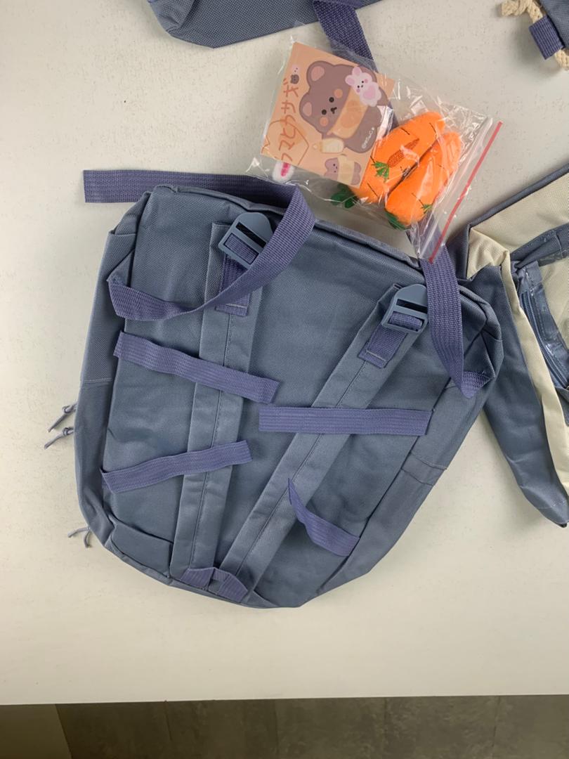 Ensemble de sacs d’école Kawai pour adolescents 4Pcs Avec Accessoires Bleu – محفظة 4 قطع كاواي مع أكسسوارات أزرق