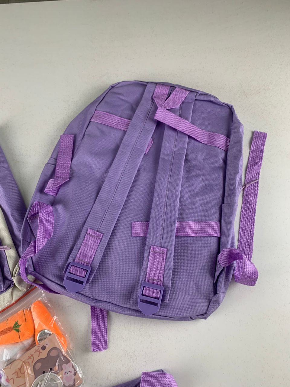 Ensemble de sacs d’école Kawai pour adolescents 4Pcs Avec Accessoires Mauve – محفظة 4 قطع كاواي مع أكسسوارات بنفسجي