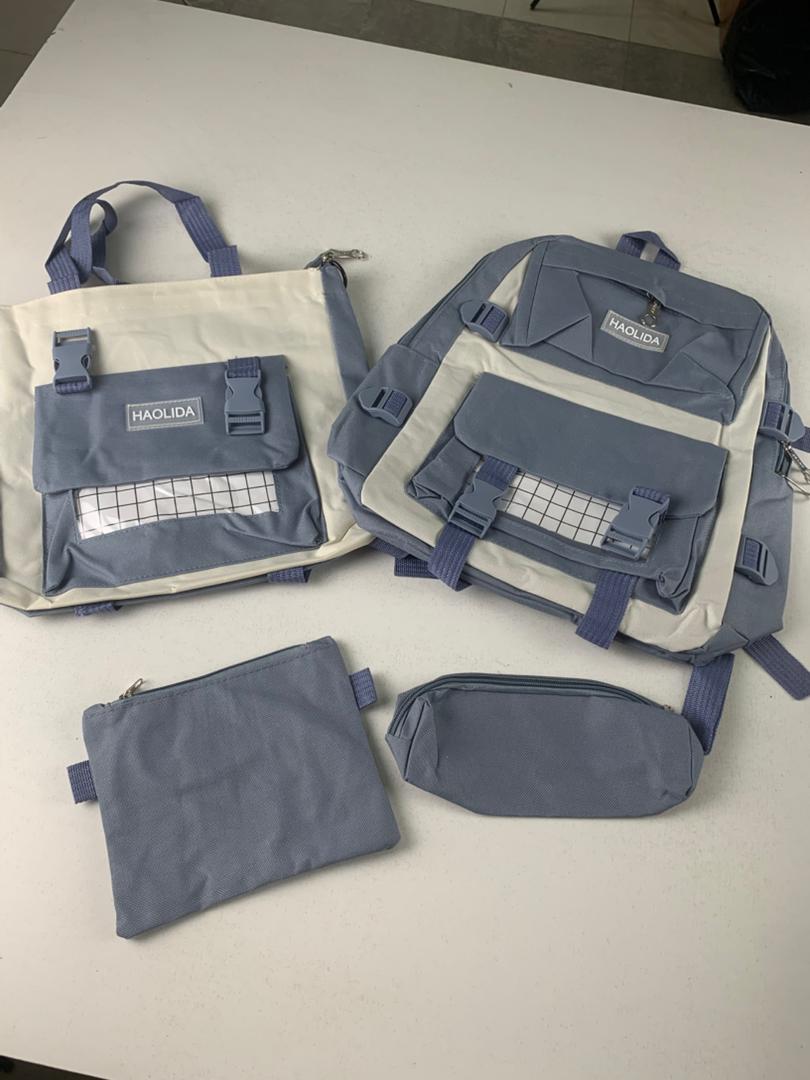 Ensemble de sacs d’école Kawai pour adolescents 4Pcs HAOLIDA V1 Bleu – محفظة 4 قطع كاواي أزرق