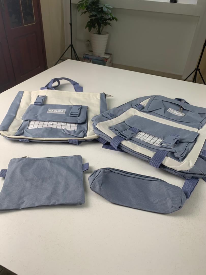 Ensemble de sacs d’école Kawai pour adolescents 4Pcs HAOLIDA V1 Bleu – محفظة 4 قطع كاواي أزرق