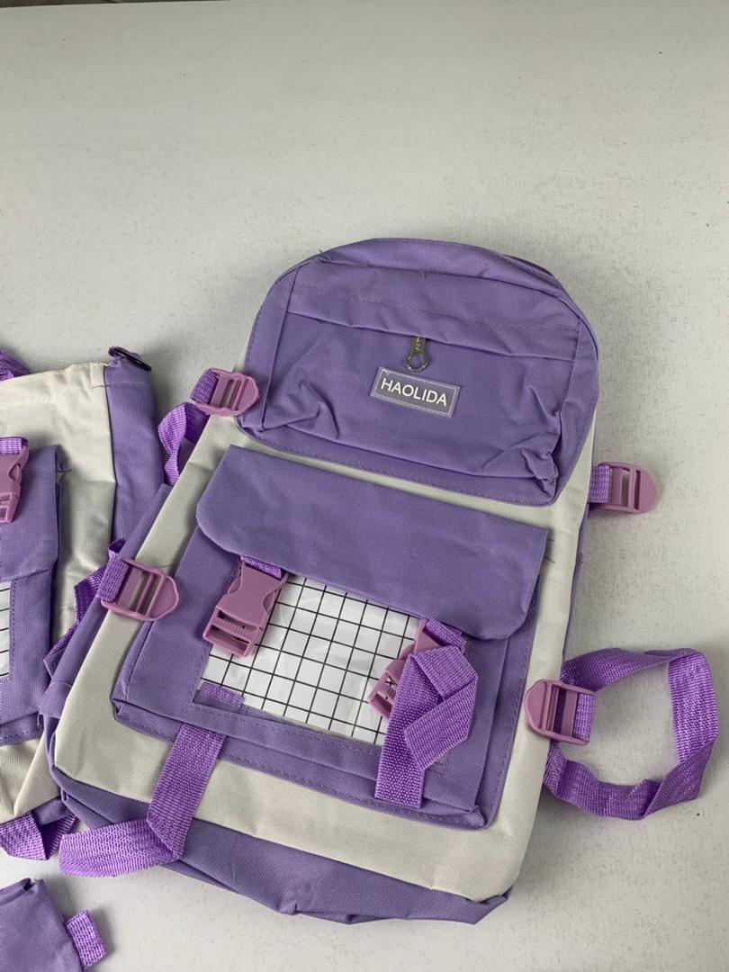 Ensemble de sacs d’école Kawai pour adolescents 4Pcs HAOLIDA V1 Mauve – محفظة 4 قطع كاواي بنفسجي