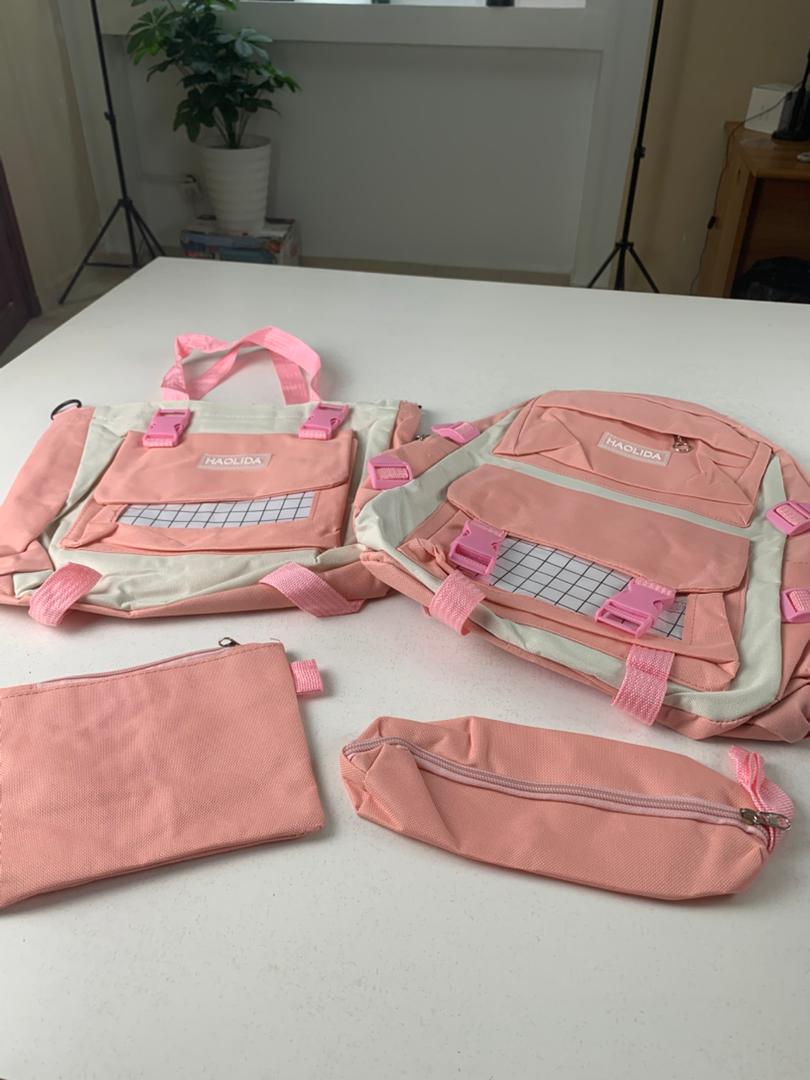 Ensemble de sacs d’école Kawai pour adolescents 4Pcs HAOLIDA V1 Rose – محفظة 4 قطع كاواي وردي