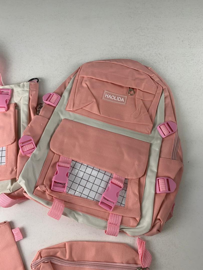 Ensemble de sacs d’école Kawai pour adolescents 4Pcs HAOLIDA V1 Rose – محفظة 4 قطع كاواي وردي