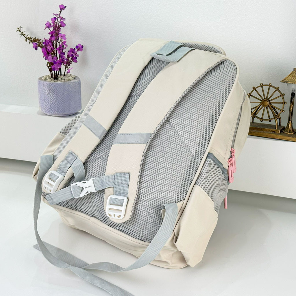 Sac à Dos pour Enfants avec Trousse Assortie KBAG Beige – حقيبة ظهر مدرسية للأطفال مع مقلمة بيج