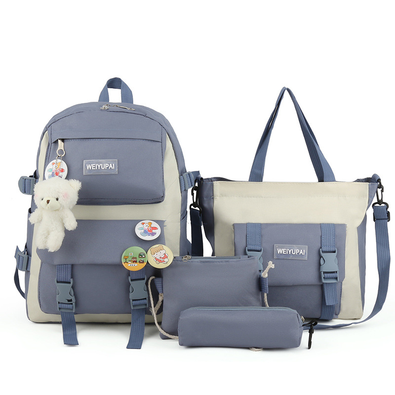 Ensemble de sacs d’école Kawai pour adolescents 4Pcs HAOLIDA V2 Bleu – محفظة 4 قطع كاواي أزرق