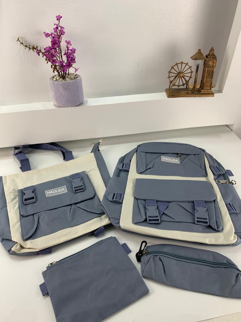 Ensemble de sacs d’école Kawai pour adolescents 4Pcs HAOLIDA V2 Bleu – محفظة 4 قطع كاواي أزرق